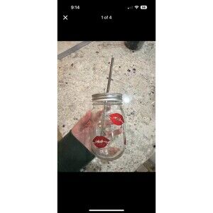 Mason Jar Lidded straw cup